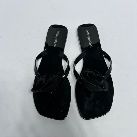 Jeffrey Campbell Fleuris Jelly Flip Flop Black Floral Thong Sandle Size 9 NWOT - Picture 1 of 6